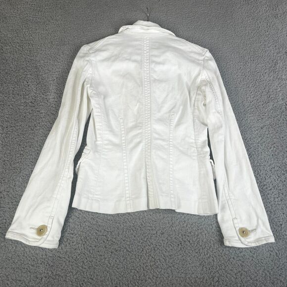 Banana Republic Denim Jacket Womens 6 White Trucker Button Cotton Stretch - Picture 5 of 11
